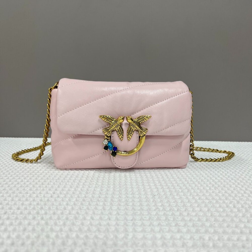 Pinko Small Bird Bag With Quilted Rhinestones